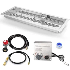 Fire Pit Kit 36x12 Inch H-Shape Burner with Spark Ignition for Gas