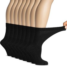 Women Bamboo Diabetic Crew Thin Socks, 8 Pairs, 6-9  9-12 Size, by Hugh Ugoli