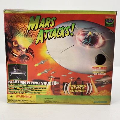 Vintage 1996 Trendmasters Mars Attacks Martian Flying Saucer with Box & Mission