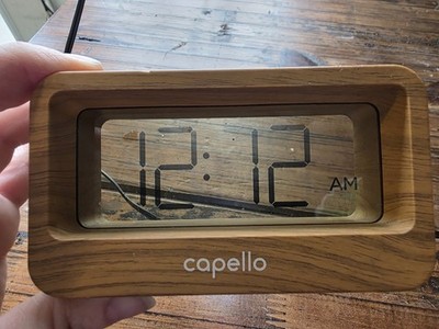 Capello CA-30 Wood USB Port Digital Gray Display Portable Window Alarm Clock 