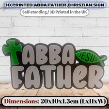 3D Printed ABBA FATHER Christian Sign Cross JESUS Fish Symbol Home Décor - 20cm