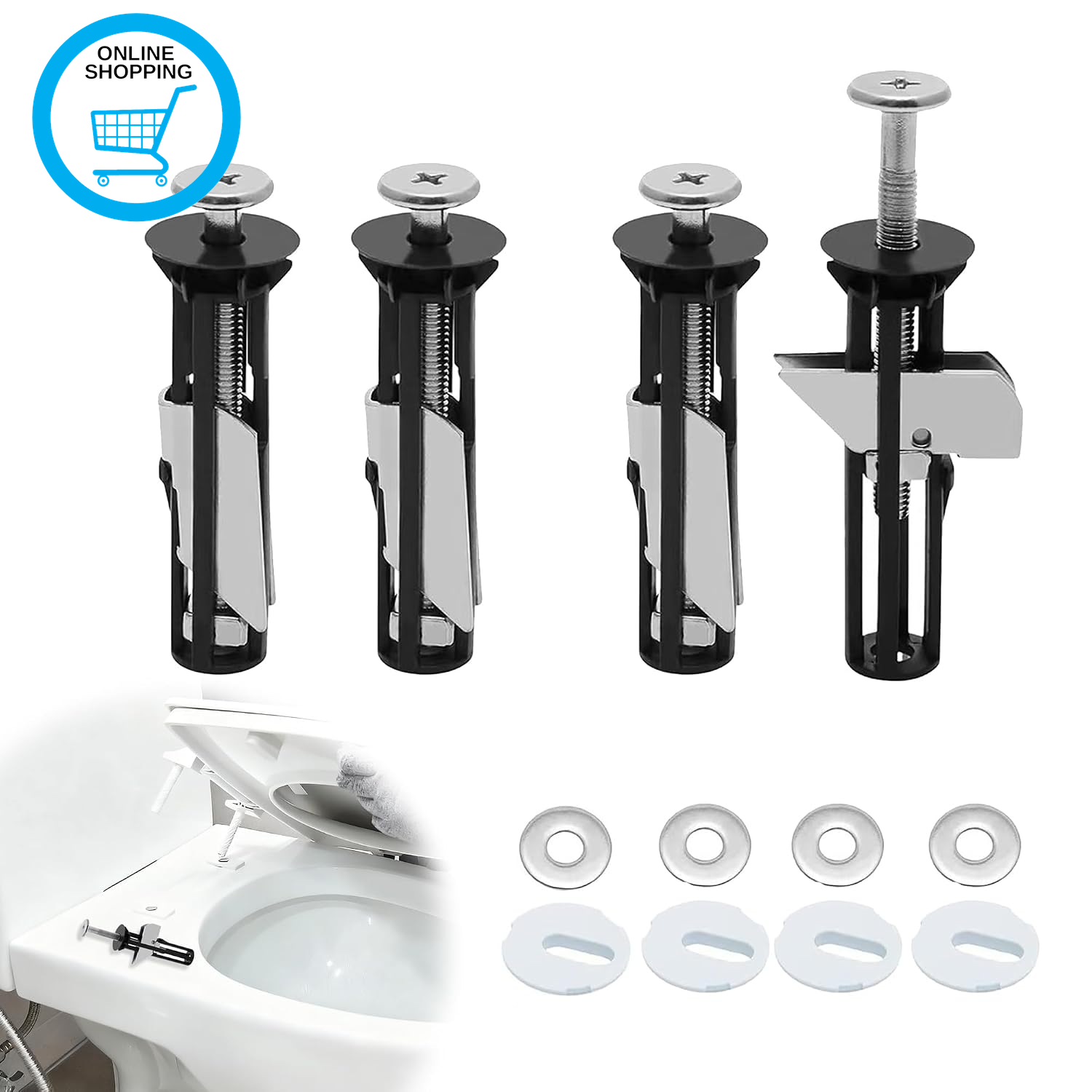 4PCS Toilet Seat Fittings Fastener Bolt Kit | Heavy Duty, Universal Toilet Seats