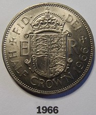 1966 Half Crown, Elizabeth II, British Pre-Decimal. See photos for condition.
