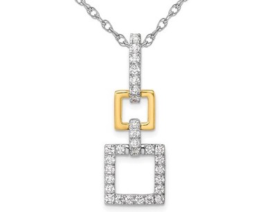 1/2 Karat (ctw) Lab-grown Diamond Square Anhänger 14K Weißgold