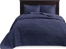 Madison Park Quebec Quilted 3-Pc. Bedspread Set, Queen, Navy