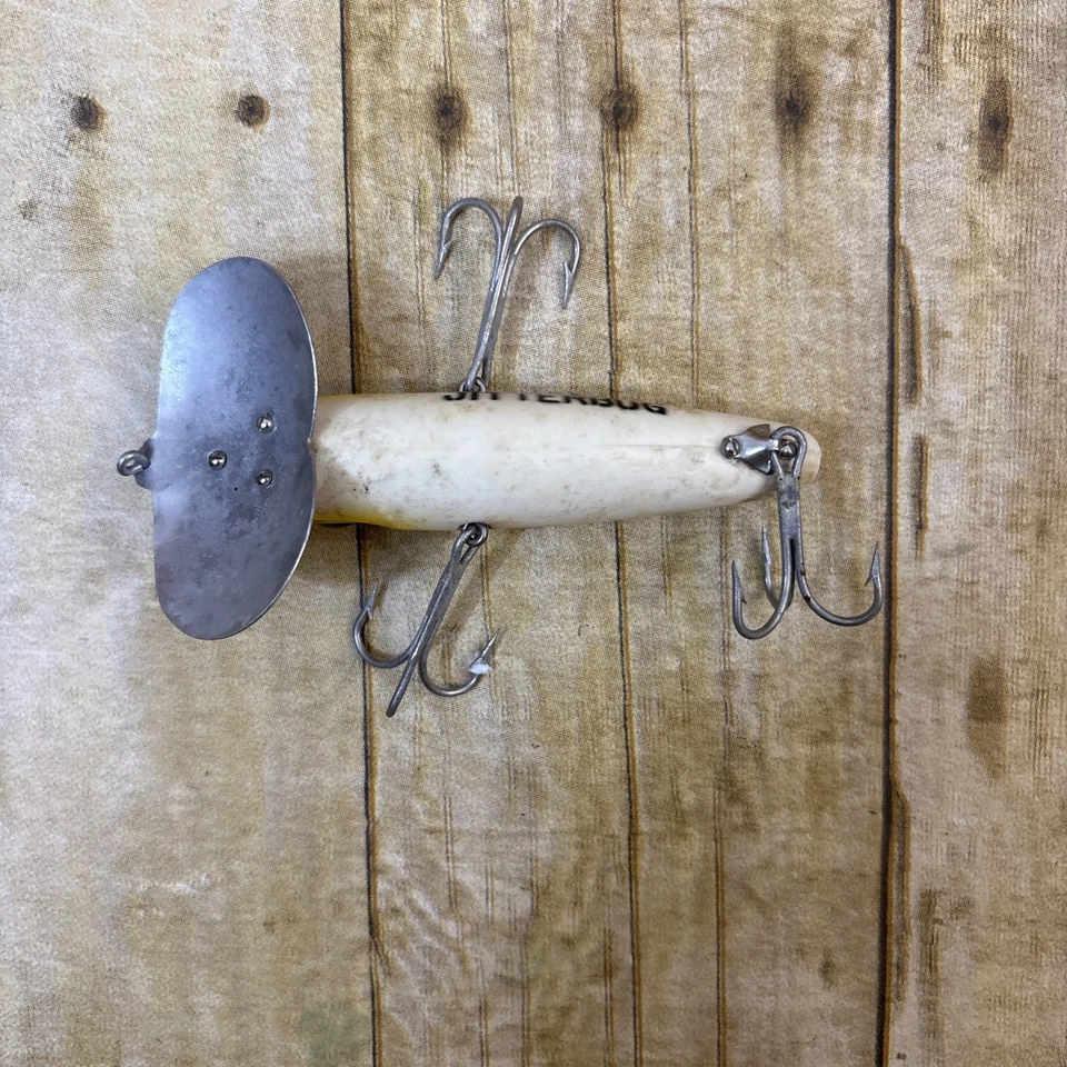 Señuelo de pesca Fred Arbogast Musky Jitterbug 700 de colección Muskie rana 3 ganchos raro Foto 3 de 4