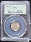 1876-S Seated Liberty Dime 10C PCGS MS63 Old Green Holder OGH Toned Silver#76