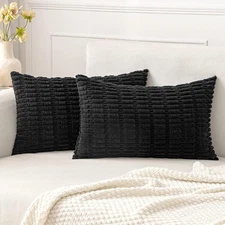 Pack of 2 Corduroy Decorative Lumbar Throw Pillow Covers 20X12 Inch Soft Boho St