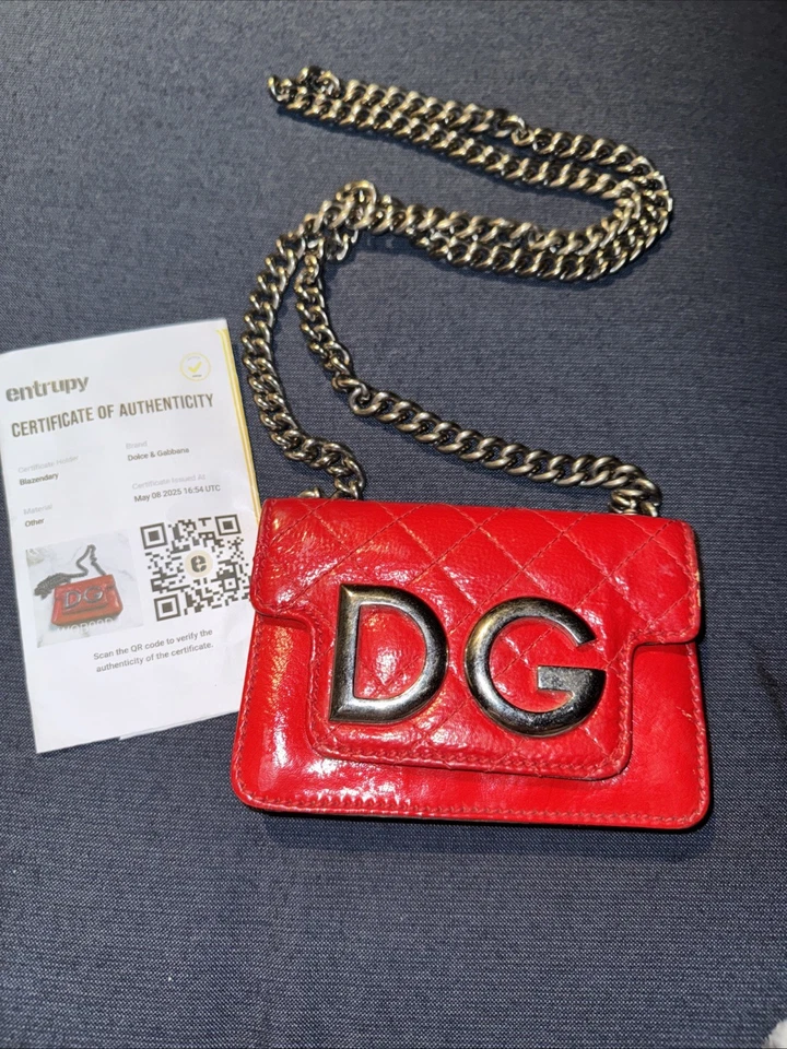 Bolsa de mão DOLCE & GABBANA couro barroco DG vermelho patente VINTAGE corrente tiracolo - Imagem 2 de 4