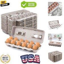 Blank Natural Pulp Egg Cartons Bulk Holds Up to Twelve Eggs - 1 Dozen - Cardb...