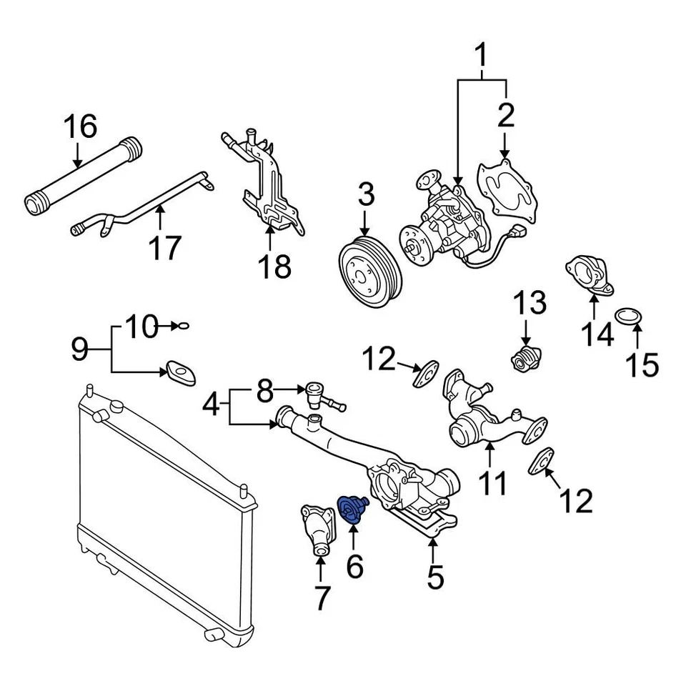 For Infiniti QX56 2004-2013 Infiniti 212001LA1A Engine Coolant Thermostat Foto 2 de 4