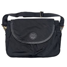 TORY BURCH MARION MESSENGER DIAPER BABY BAG BLACK NYLON LEATHER 395