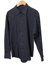 Egara Non-Iron Men's XL Dark Blue and White Dress Shirt