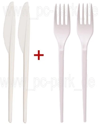 2in1] 500x Plastik Gabel + Messer | Besteck | Picknick | Party | Feier