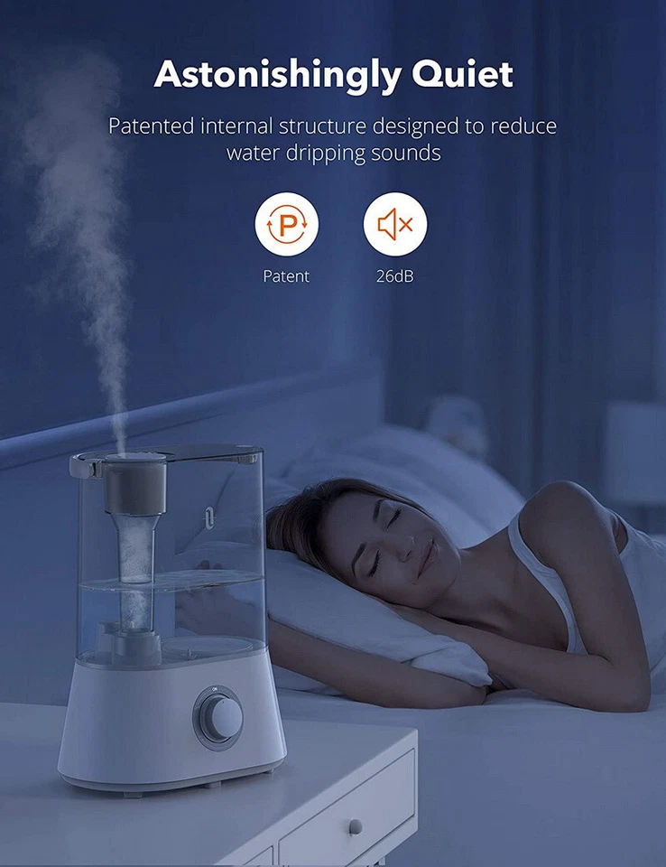 TaoTronics AH024 Cool Mist Humidifier Quiet Ultrasonic 4L Humidifier DI14_GR - Image 2 of 4