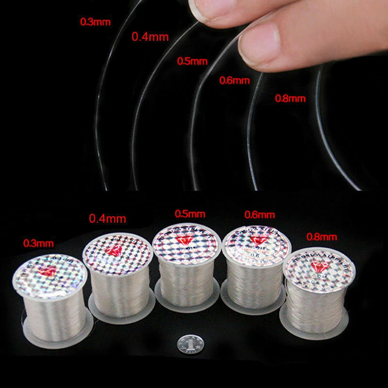 0.2 0.4mm Clear Beading Wire Cord Thread Nylon Fishing String Jewelry Making DIY