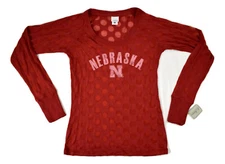 J. America Womens Nebraska Huskers Cornhuskers Red Burnout Shirt New M