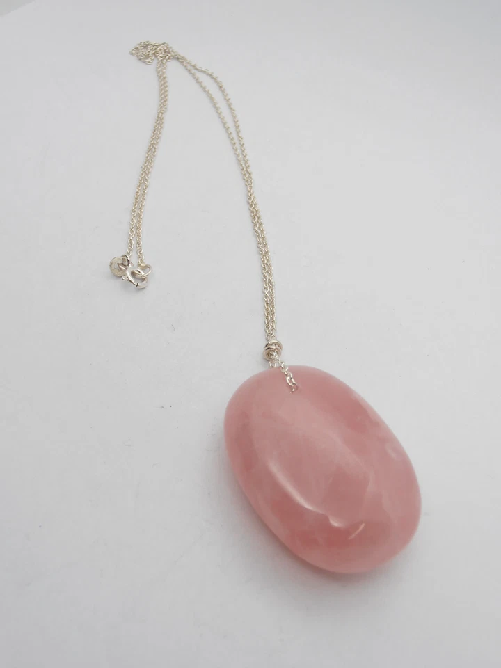 Girocollo in Argento 925 e Ciondolo Quarzo Rosa Naturale - Ciondolo Pietra Dura - Immagine 4 di 4