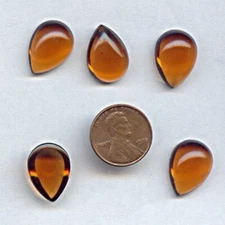 24 VINTAGE TOPAZ UNFOILED ACRYLIC 18x13mm. SMOOTH DOME TEARDROP CABOCHONS B126