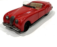 Vintage Tin Litho Jaguar XK120 Roadster Friction Powered Toy Car Made In Japan
