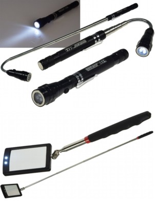 Produktbild von Teleskop-Magnetwerkzeug-Set Mit Inspektionsspiegel & LED – Magnetheber + Pick-Up