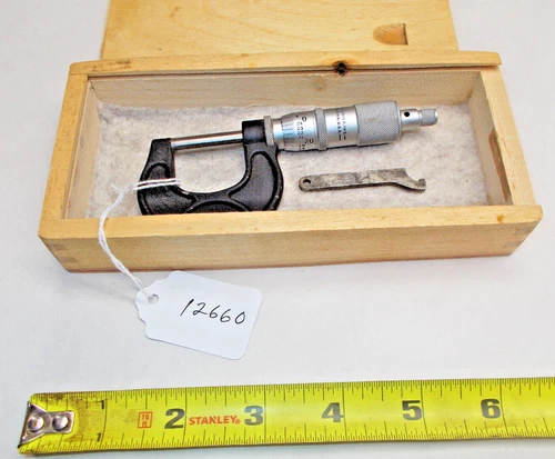 SCHERR-TUMICO Machinists 0 - 1" Micrometer, .0001" Steel Faces, Ratchet Stop, US