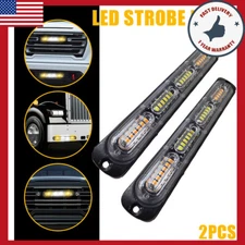 2PCS 7.48inch Amber White 24LED Car Truck Hazard Warning Flash Strobe Light Bar