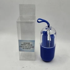 Reusable Blue Silicone Straw With Travel Case and Cleaning Brush.  New*