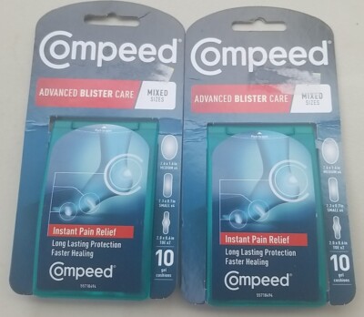 2 - Packs Compeed Advanced Blister Care Mixed Sizes Active Gel Cushions 10ea Run