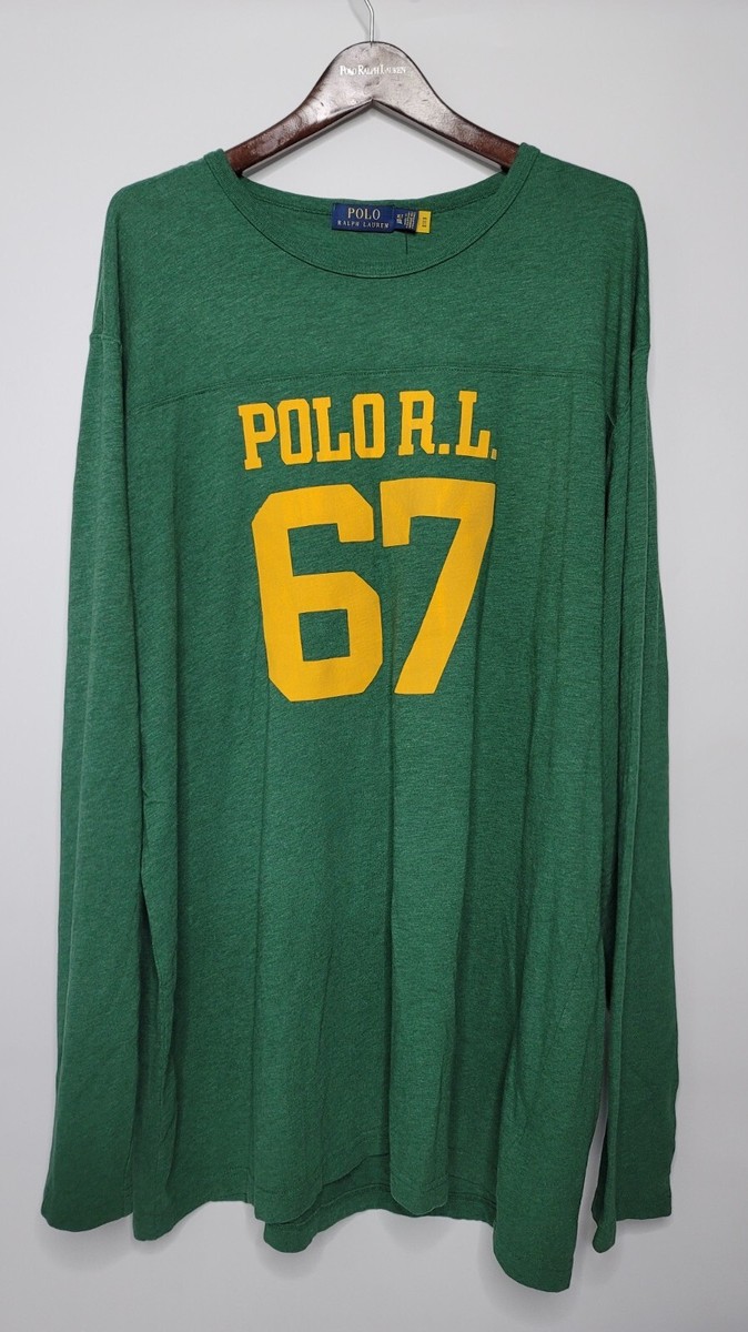 Polo RALPH LAUREN Mens 2XLT T Shirt Varsity RL 67 GREEN Extra