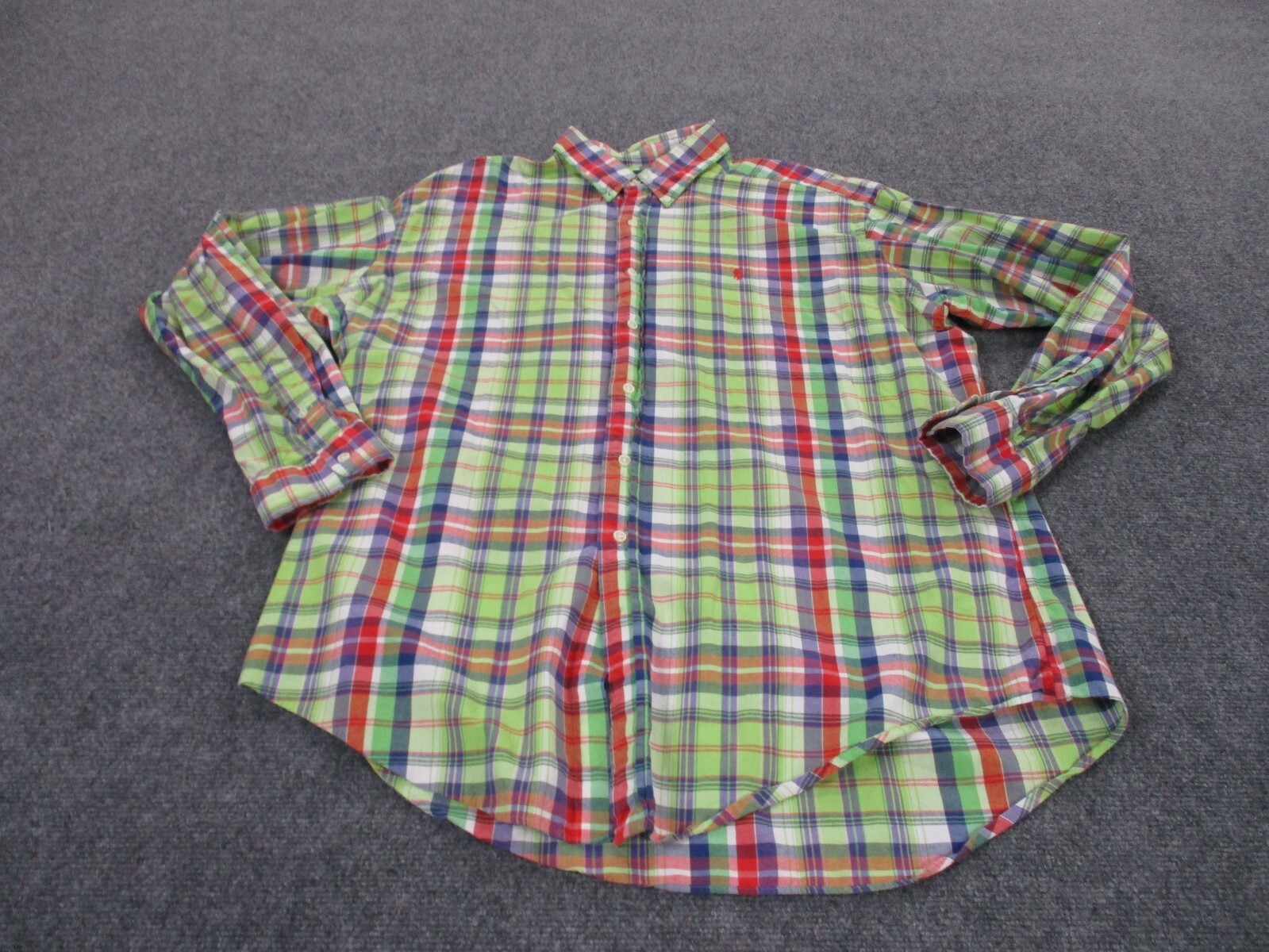 Camicia Ralph Lauren adulto XL verde polo a quadri logo pony classico uomo business