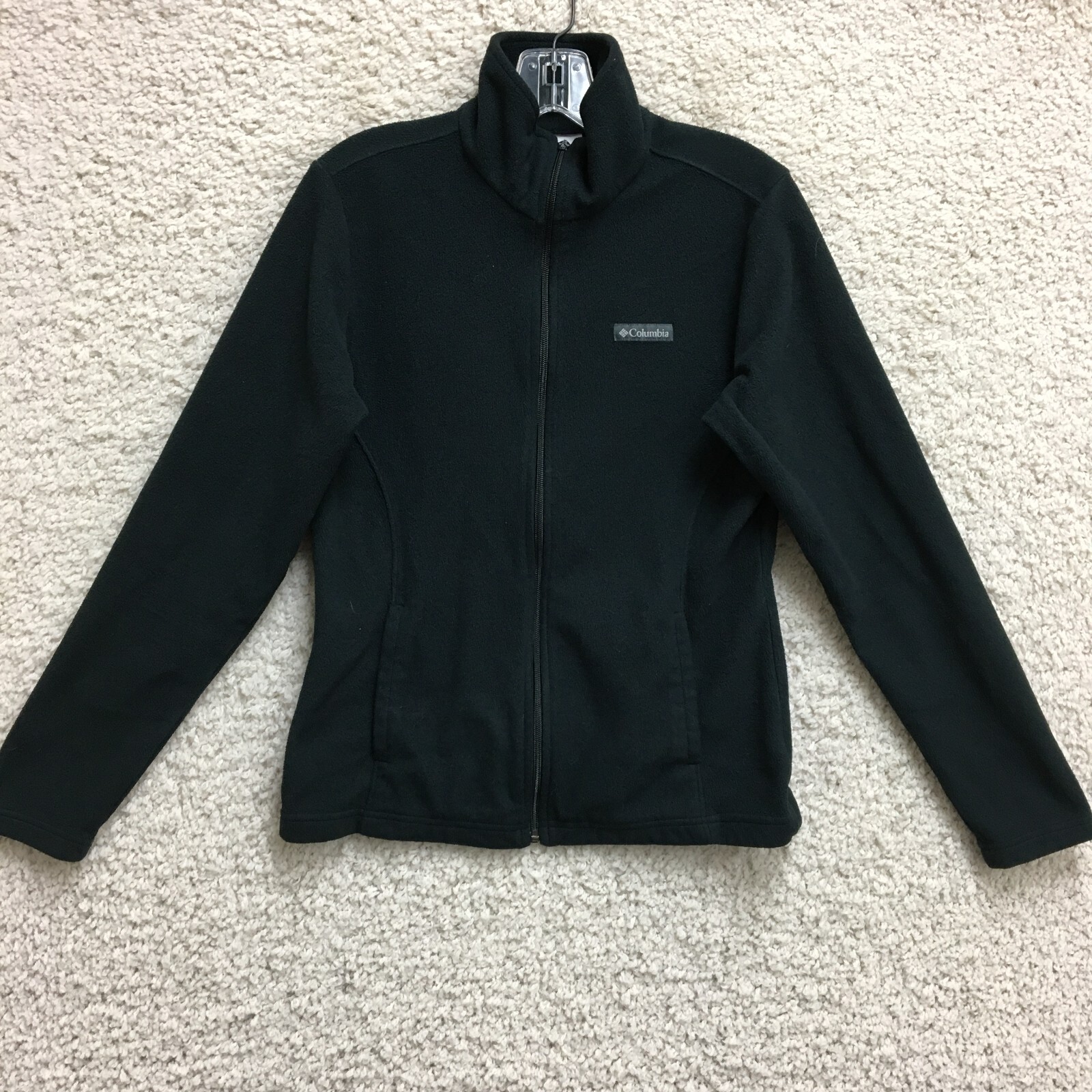 Columbia Sweater Small Adult Black Full Zip Pockets Fleece Logo Outdoor Womens S