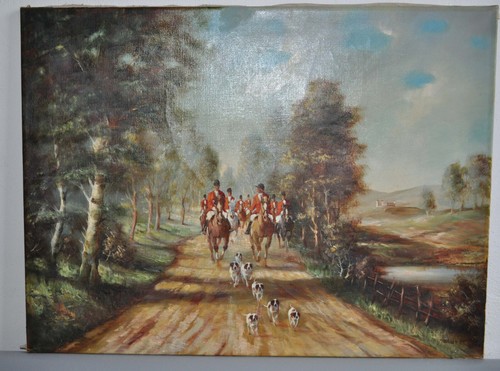 Gemälde Jagd signiert Fritz Bort Kunstmaler Bild englisch Reiter Ölgemälde Pferd