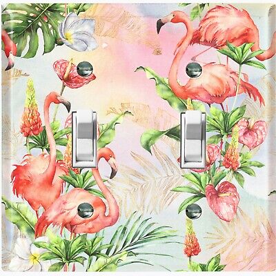 Metal Light Switch Cover Wall Plate Home Decor FLAMINGO FLOWER