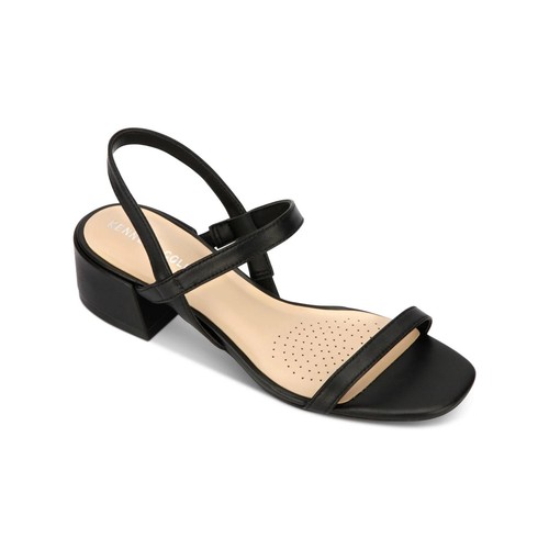 NEW Kenneth Cole Sandal Block Heel Slingback Minimalist Strappy Maisie Black 6.5