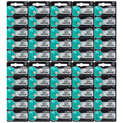 50 Murata 321 SR616SW 1.55V Silver Oxide Watch Batteries - Replaces Sony