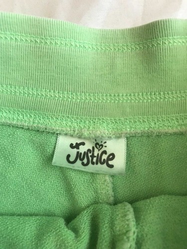 Girl's Sz 6 Justice Solid Lime Green Gym Lounge Casual Shorts Tie Waist B31 - Picture 3 of 6