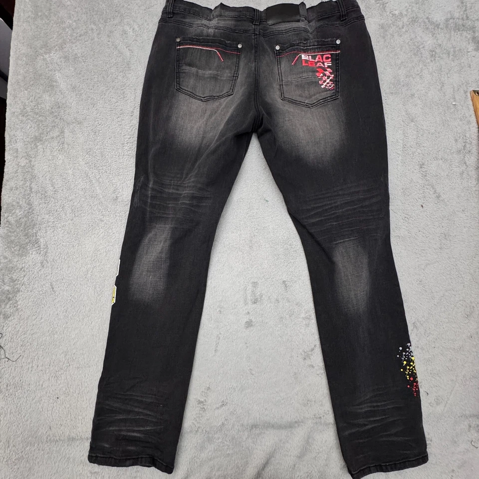 Blac Leaf 男式牛仔裤实际尺寸 38 x 31 黑色弹力 — 第 2/4 张图片