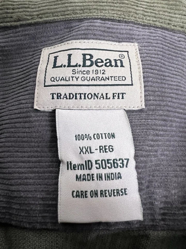 Vintage LL Bean Corduroy Button Up Shirt Mens Size 2XL Gray Long Sleeve Pocket - Image 3 of 4