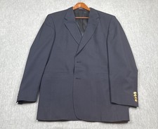 Vintage Hart Schaffner  Marx Blazer Mens 44 Navy Gold Crest Buttons 90s
