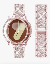 Rose Pink Bling Bracelet Watch Band w/ Rhinestone Face for Samsung Galaxy 7 40mm
