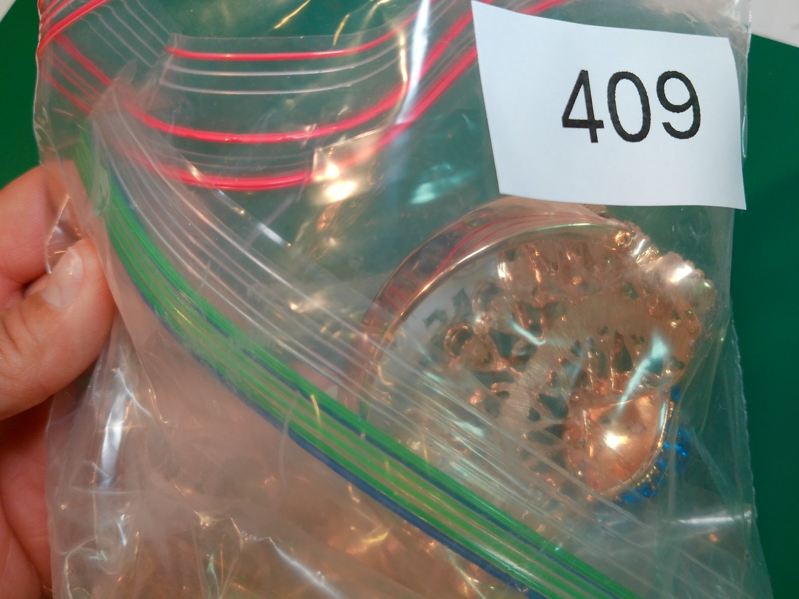 Multi-Colored Rhinestone Peacock Hinged Cuff Brac… - image 8