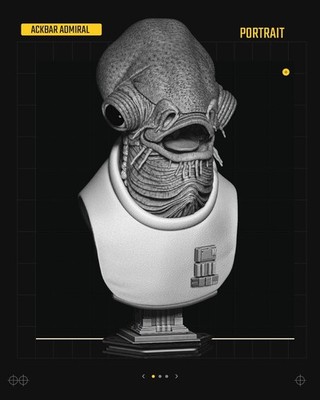 Admiral ackbar star wars themed 3d Büste Skulptur von sw3d