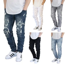 MEN'S DISTRESSED STRETCH SLIM SKINNY JEANS *4 COLORS VICTORIOUS