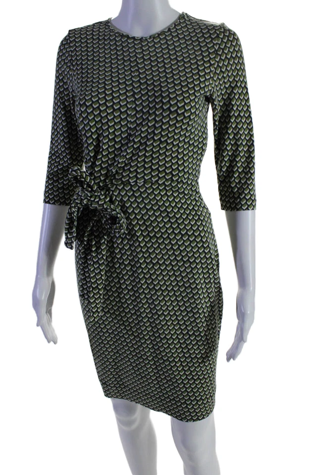 Mini Vestido Para Mujer Diane Von Furstenberg Cuello Redondo Mangas Cortas Verde Talla S Foto 2 de 4
