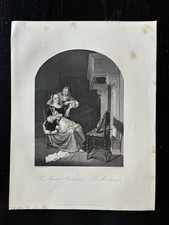 1850 The Musical Rehearsal Slingeland Original Etching Payne Music Proof