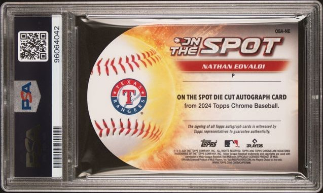 PSA 10 Topps Chrome- On the Spot Die-Cut- Autograph-14/50- Nathan Eovaldi #OSANE view 2