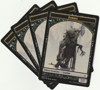   4 MAGIC The Gathering ZOMBIE Black Token Creature MTG PLAYSET OGW/EN 2016