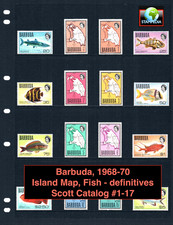 $20.45 Scott Value - 1969-70 BARBUDA Map Fish definitives scarcer CV MNH NH UM
