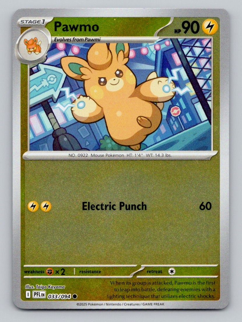 Pawmo 033/094 Common Phantasmal Flames Pokemon Reverse Holo Near Mint